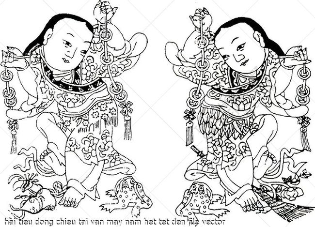 hai tieu dong chieu tai van may nam het tet den file vector